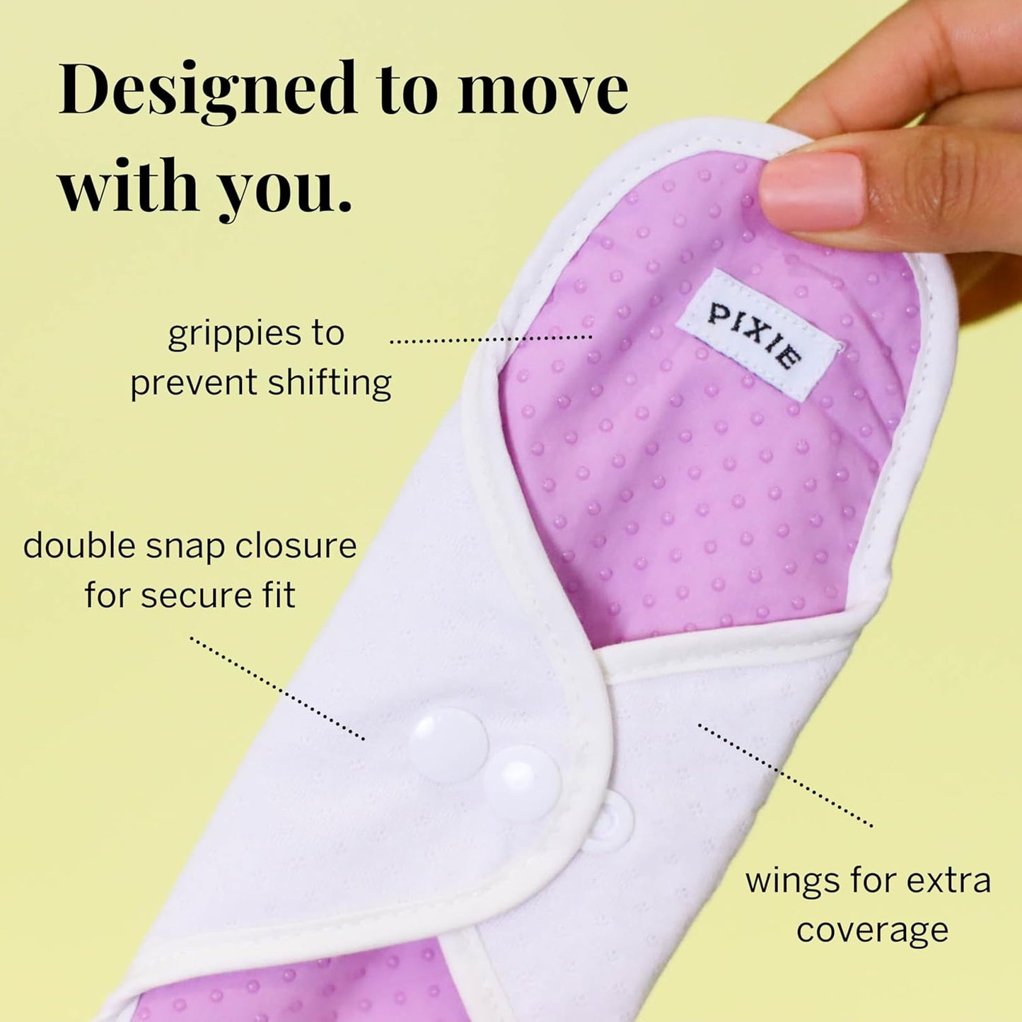 Pixie Cotton Cloth Pads - 100% Organic Reusable Cotton -Ranked 1 for Softest Menstrual Sanitary Napkins - Machine Washable & Includes Free Wet Bag - Menstrual Liner (Overnight)