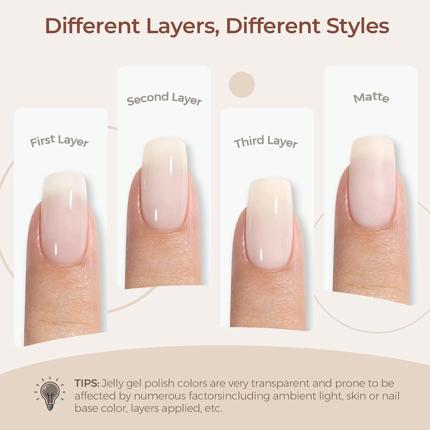 AILLSA Off White Gel Nail Polish Nude White Jelly Gels Nail Polish Light Color Translucent Soak Off U V Polish Beige Natural Gel Polish for Nail Art Manicure DIY at Home 0.51 Fl Oz /GB47