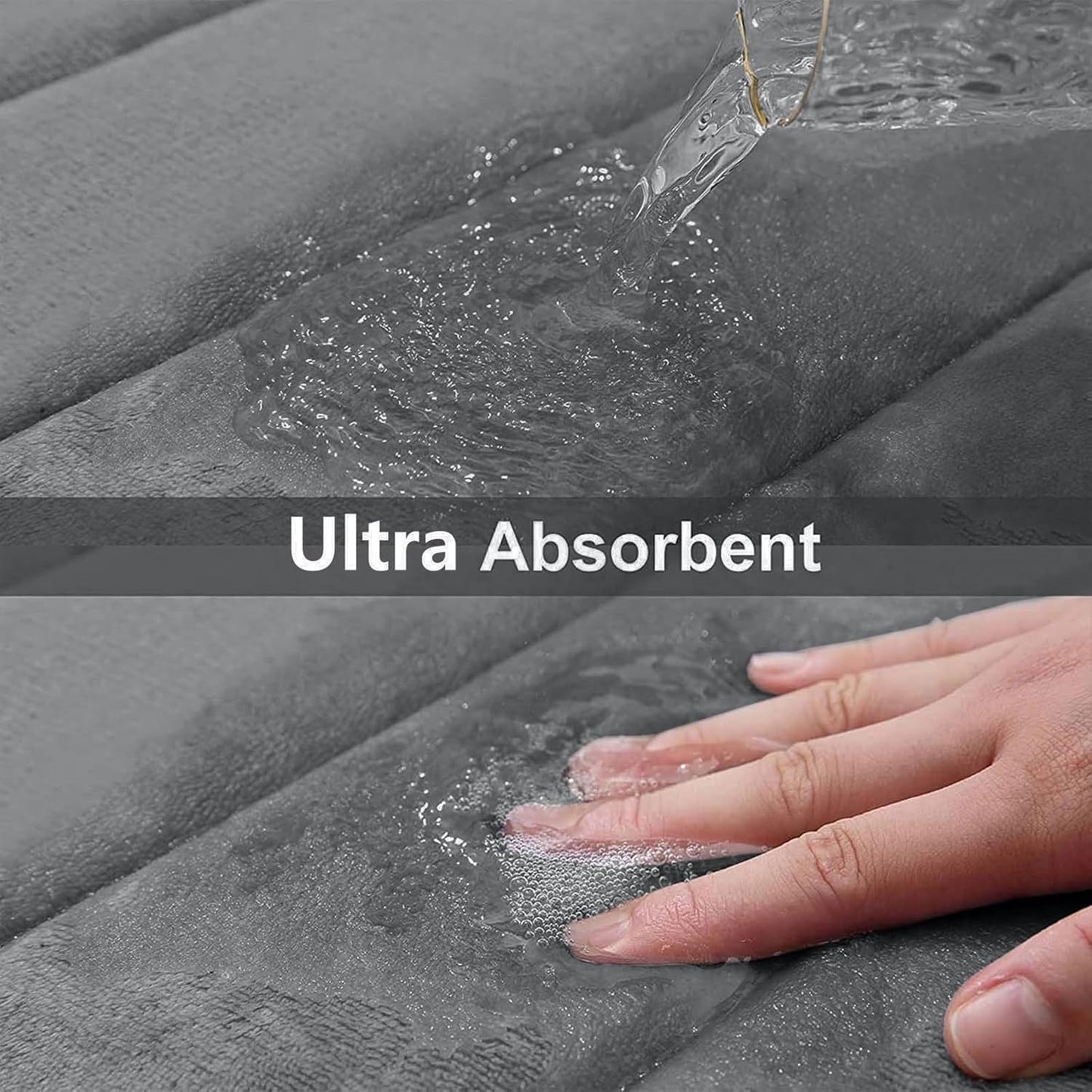 Buganda Memory Foam Bath Mat, 70" x 24", Ultra Soft and Non-Slip Bathroom Rugs, Water Absorbent and Machine Washable Bath Rug Runner for Bathroom, Shower, and Tub, Grey