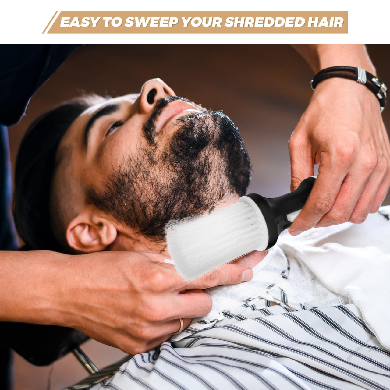 4 Pcs Barber Powder Brush Set Lightweight Neck Duster Hair Powder Duster for Barbers with Comfortable Grip Washable Hair Brushes for Salon and Home Use