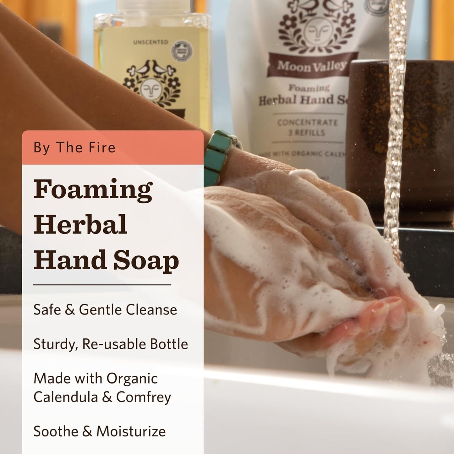 Moon Valley Herbal Foaming Hand Soap, Vegan (By the Fire, Recyclable Bottle)