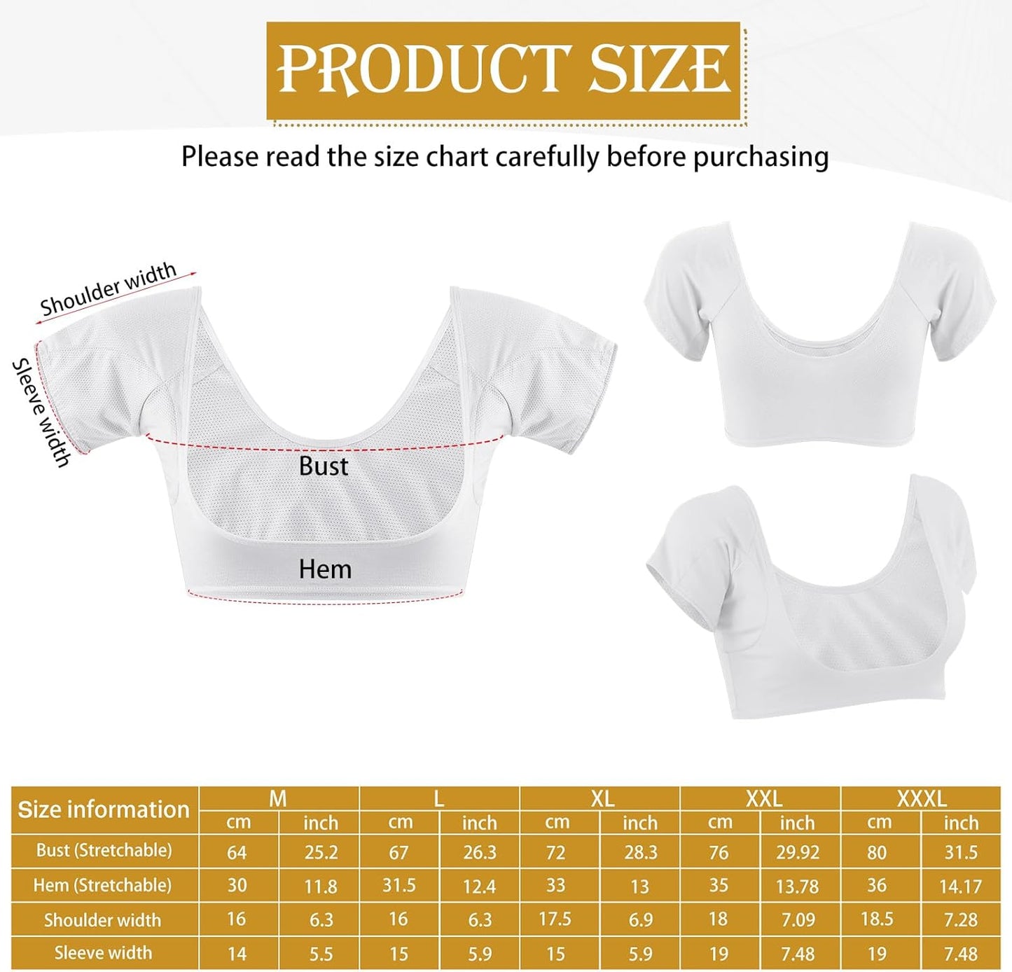 Zhanmai 3 Pcs Underarm Sweat Vest Armpit Sweat Proof Pads for Under Armpits Underarm Proof Pads for Women