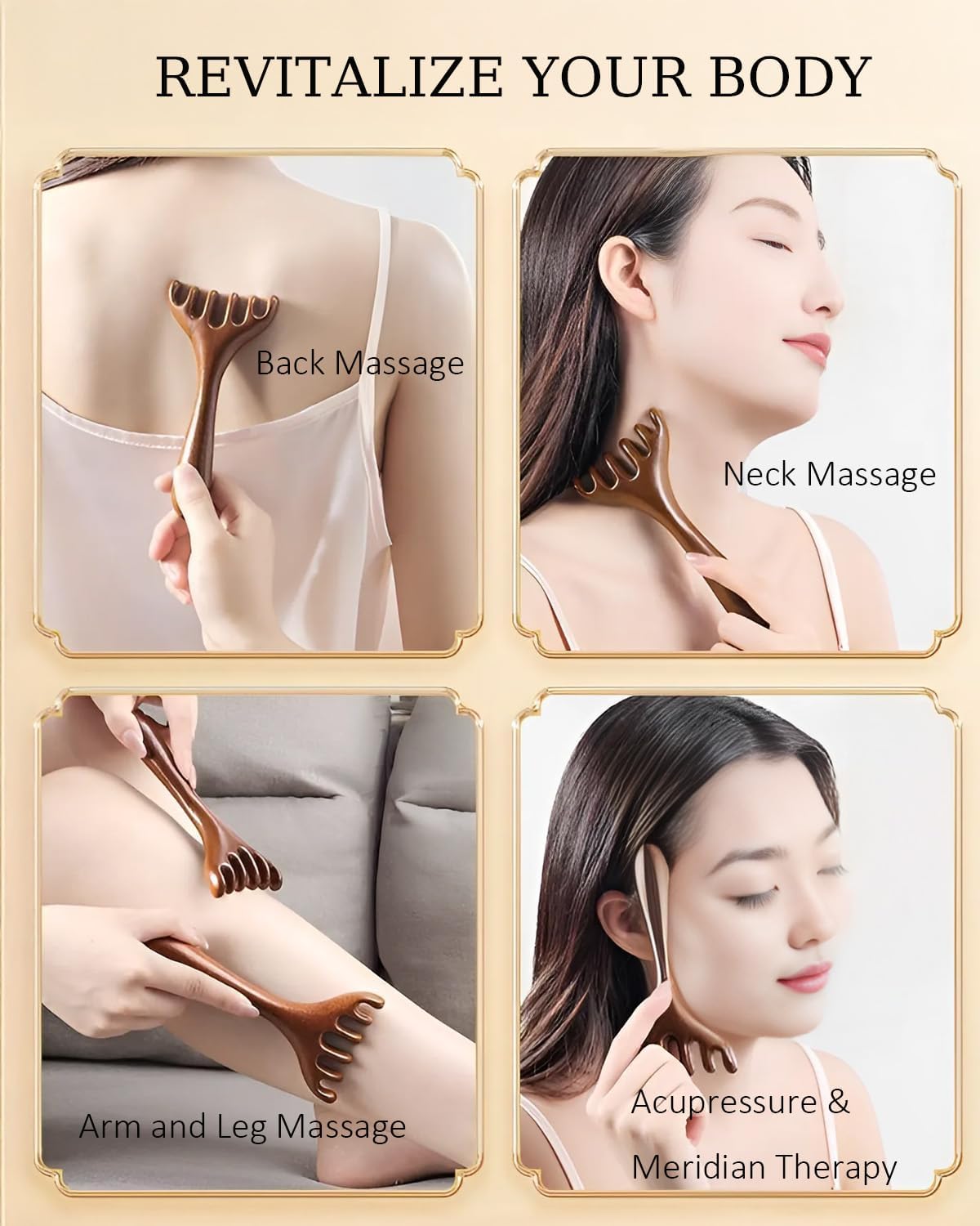 Tinuos Portable Wooden Head Scratcher Massager, 2 Pack Manual Scalp & Neck Massage Tool for Stress Relief and Hair Growth, for Men and Women