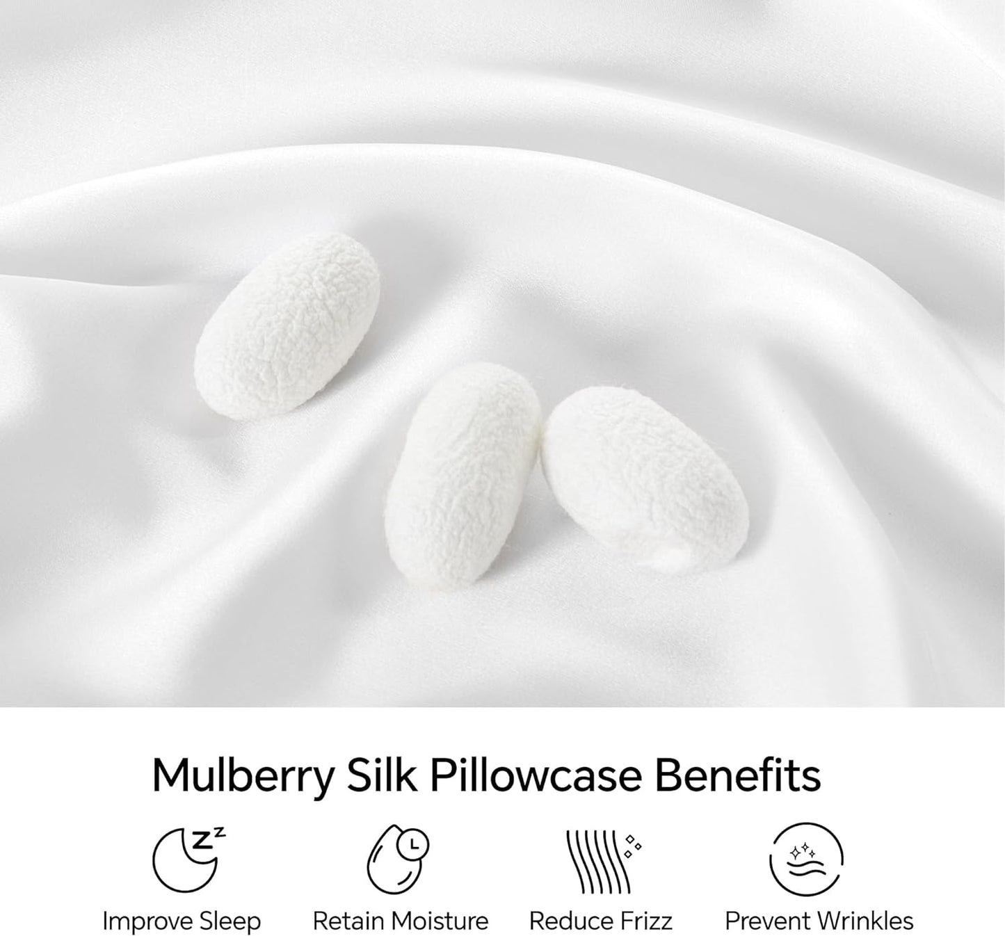 INFIIXSO Mulberry Silk Pillowcase for Hair and Skin, Silk Pillow Cases Queen Size with Hidden Zipper 20x30 Inches, Extraordinary Smooth and Soft Cooling Pillow Cases for Hot Sleepers(White, 1 Pack)