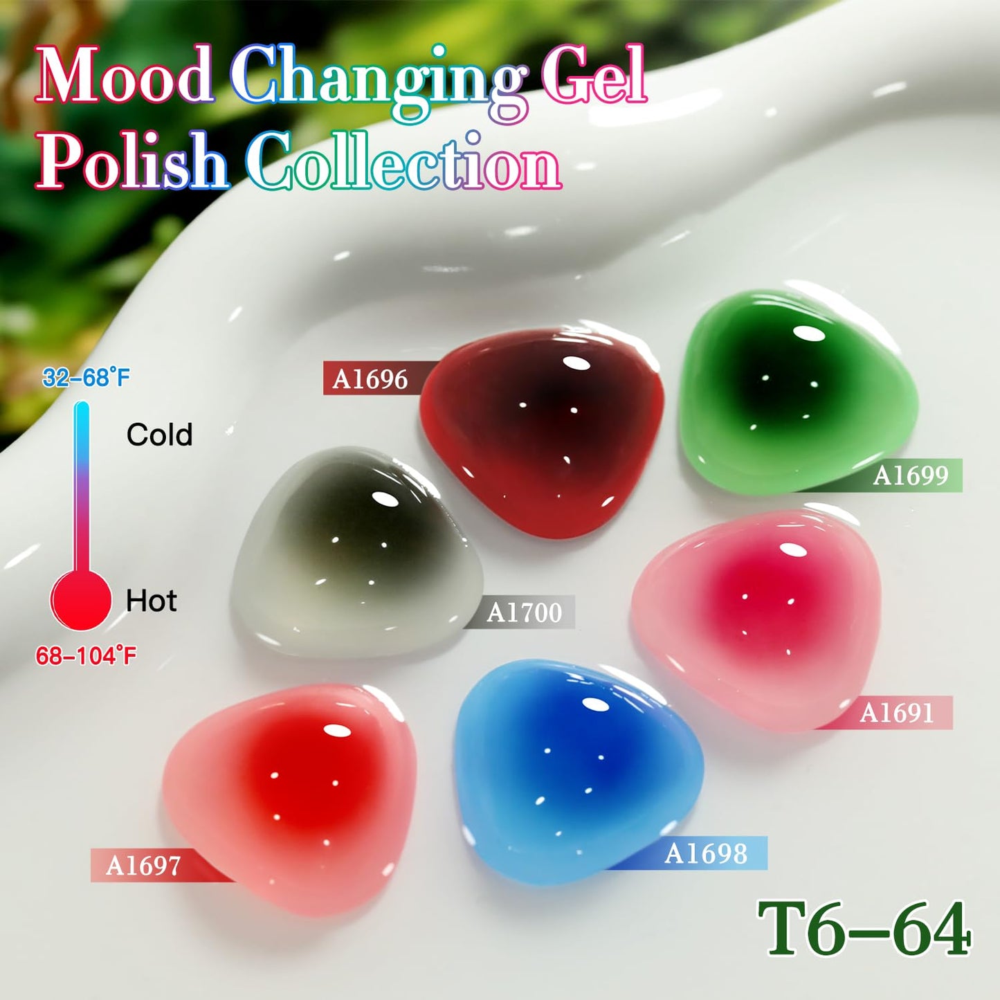 Double Rhythm 6 Pcs 15 ML Gel Polish Set Same Color Same Bottle Soak Off Gel Polish Kit Nail Art Manicure Salon DIY at Home for Women (Burgundy Blue Green Pink Purple -T6-64)