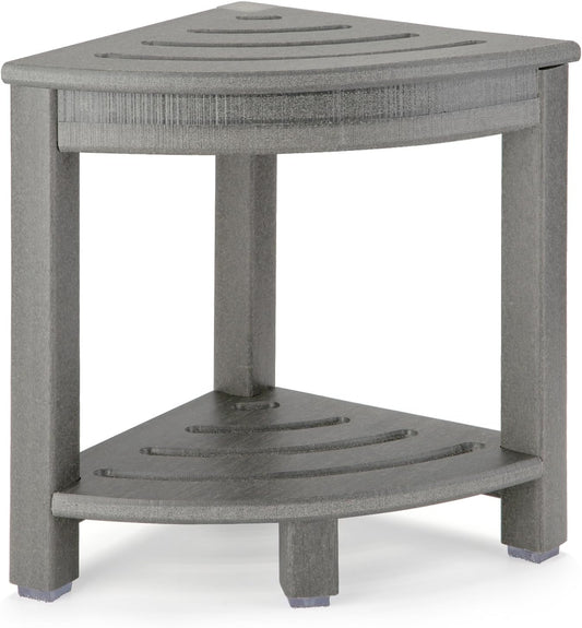 HDPE Corner Shower Stool,Shower Bench Seat with Storage Shelf for Shaving Legs Plastic Spa Bath Step Foot Rest for Bathroom Small Place (Grey)