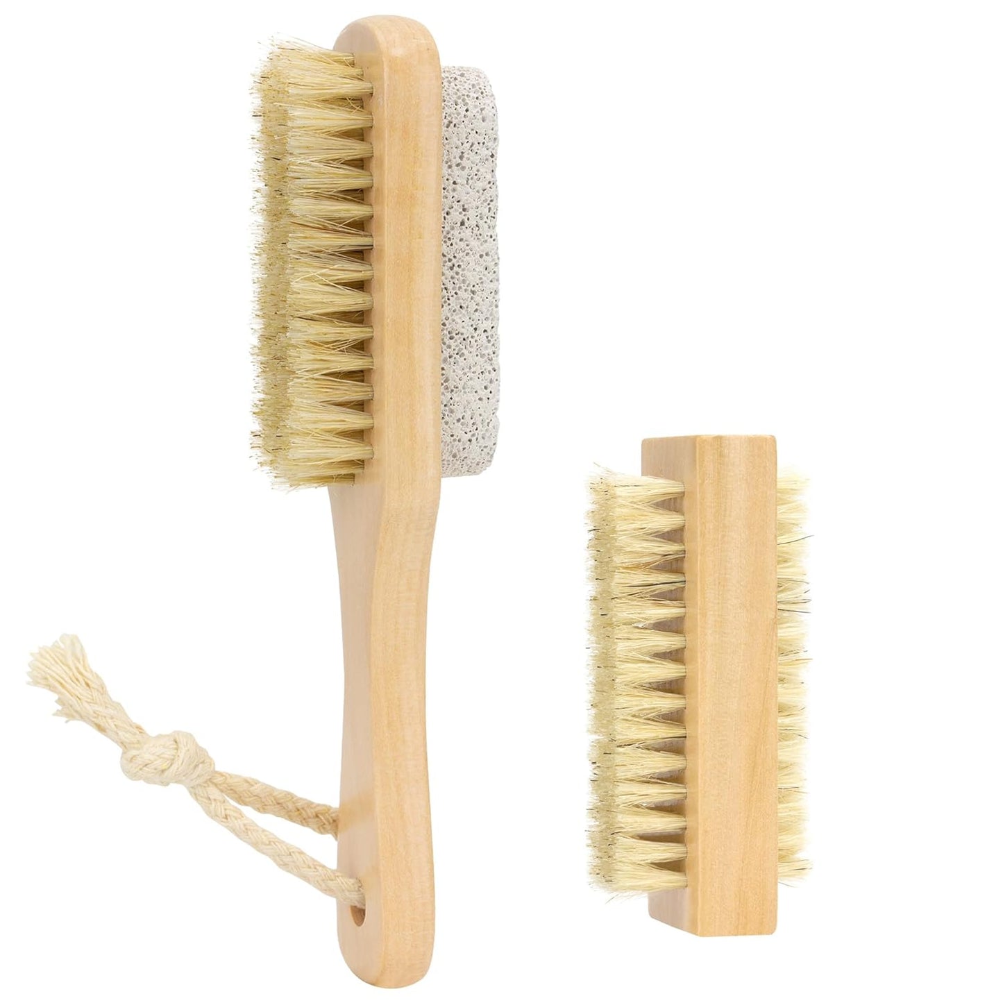 Wooden Nail Cleaning Brush, for Scrubber Hand Fingernails and Toenail As Well As (Pumice) Ankle Exfoliation (2 Pack)