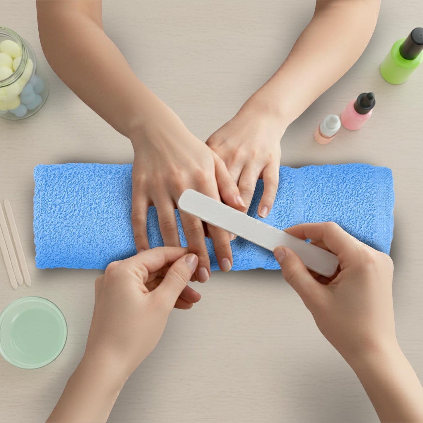 Hand Towels (Pack of 24) Light Blue Economy Salon Towels - 100% Cotton Spa Towel– 16 x 27 Inches Highly Absorbable, Facial, Gym, Hair Towels Face Towels Bulk