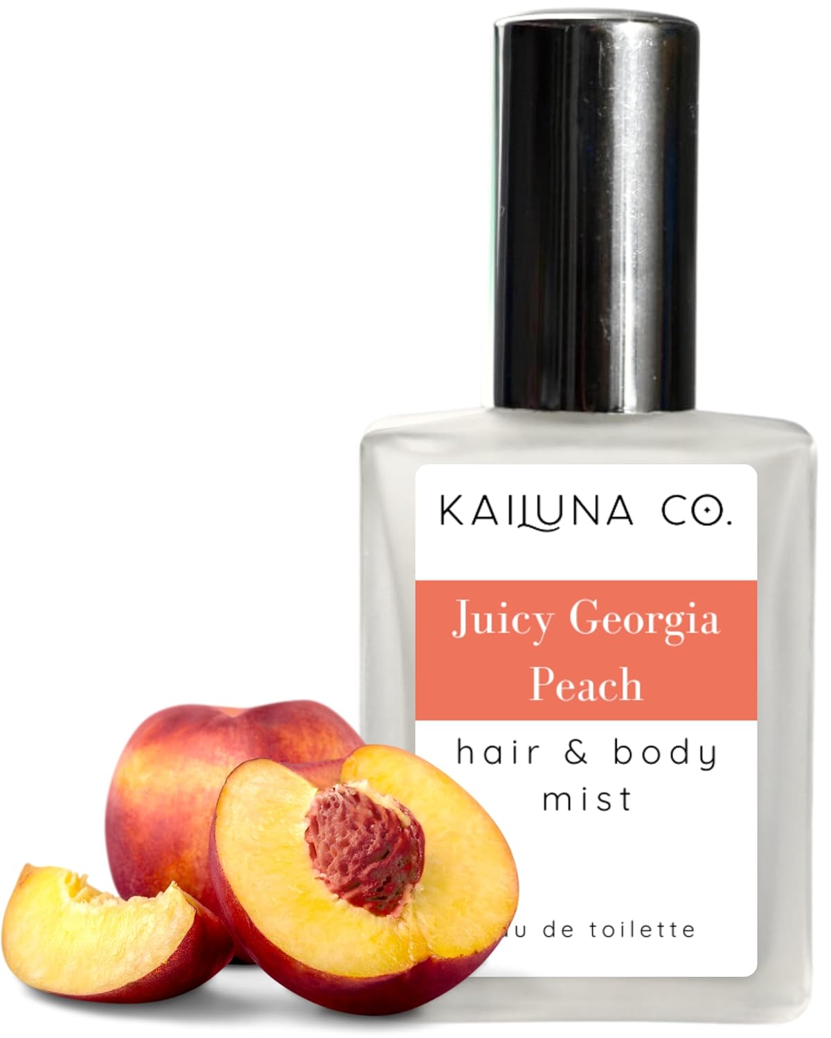 Juicy Georgia Peach Natural Hair & Body Mist Spray, Pure Essential and Fragrance Oils, Alcohol-Free, Handmade in California, 0.5Fl Oz