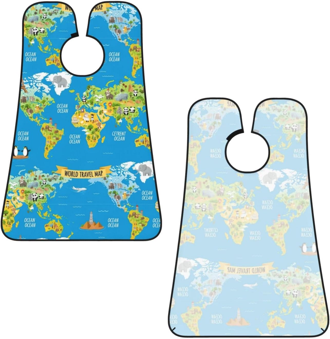 Beard Trimming Catcher Apron, Waterproof Non-Stick Grooming Bib for Shaving, Ideal for Men Dad Father’s Day, Animal World Map Shave Bib