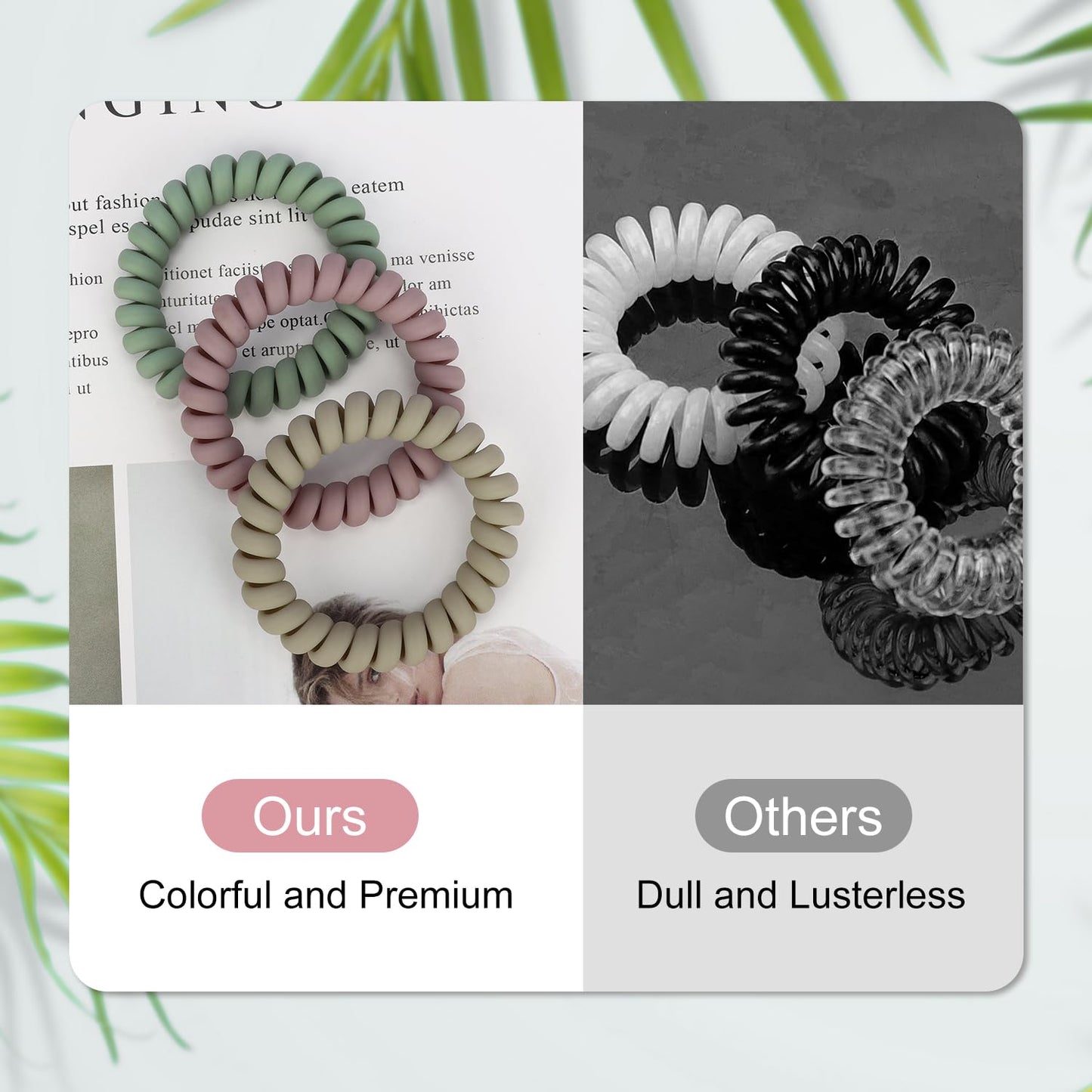 JessLab Spiral Hair Ties for Women, 10-Pack Traceless No-Damage Ponytail Holders, Coils Hair Bands for Girls, Assorted Colors