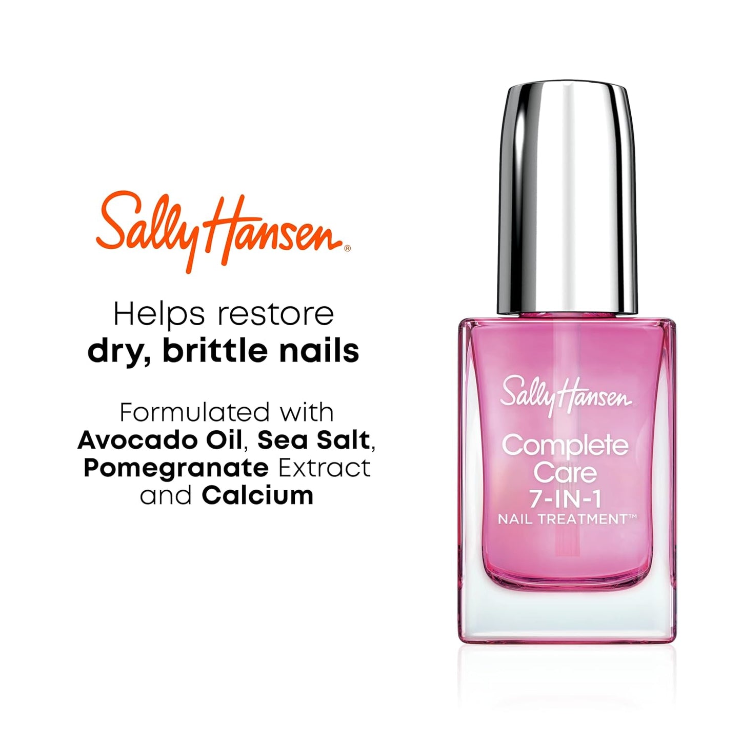Sally Hansen Nail Treatment Complete Care 7-in-1 Nail Treatment™ | Strengthener, Base & Top Coat | Moisturizes, Restores & Protects with All-in-One Formula