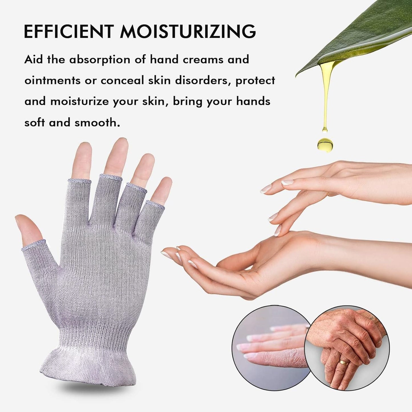MIG4U Fingerless Moisturizing Gloves, Half Finger Touchscreen Beauty Glove for Eczema, SPA, Dry Hands, Skin Treatment, Summer Sun UV Protection, Pale Purple, 1 Pairs S/M
