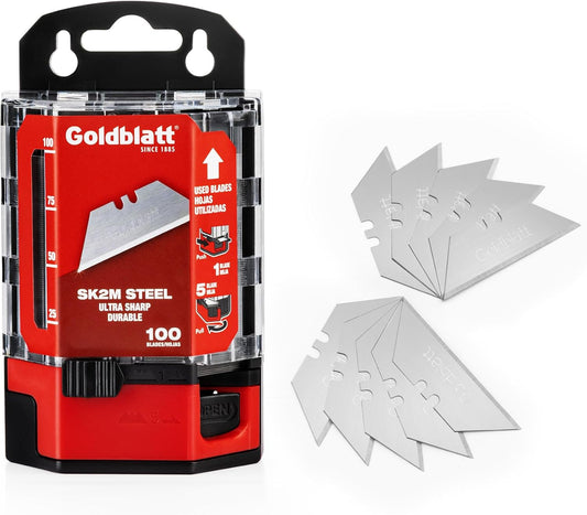 Goldblatt 100-Pack Utility Blades Premium Tempered SK2M Steel with Dispenser (G08283)