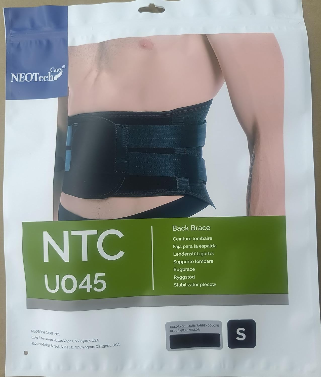 NeoTech Care Back Support Belt - Breathable & Adjustable Lower Back Brace - Double Pull Compression Straps (Black, Size S)