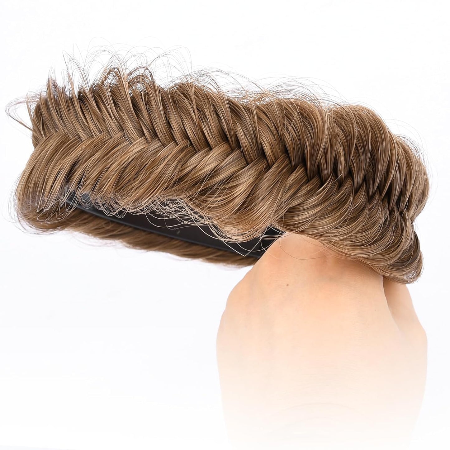 DIGUAN Headband Synthetic Hair Plaited Headband Braid With Teeth Hair Band Accessories for Women Girl Width 1.5 Inch (W-Claybank)