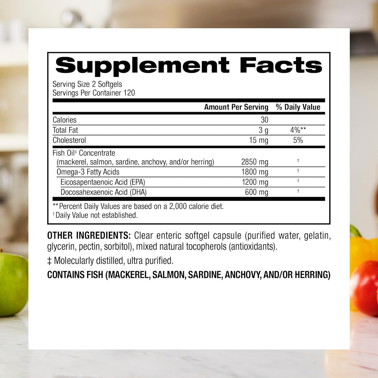 Webber Naturals Fish Oil 2850 mg, High Potency, 1800 mg Omega-3 per Serving, 240 Clear Enteric Softgels, No Fishy Aftertaste, Ultra-Purified, Supports Heart, Cognitive, and Joint Health