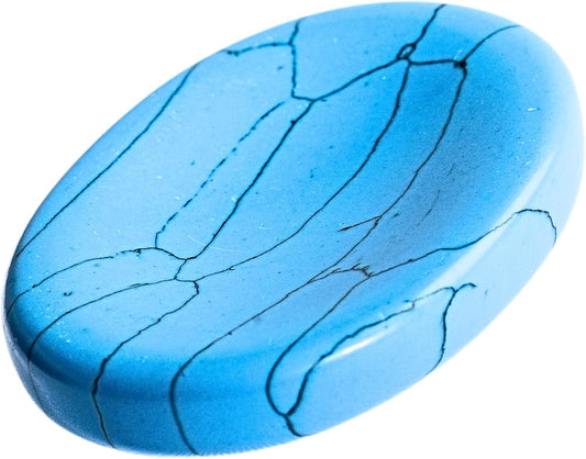 Turquoise Howlite Worry Stones – Crystal Thumb Worry Stone for Anguish, Stress – Relaxing & Soothing Balance Stones for Meditation, Relief – Healing Stones & Crystals for Men, Women