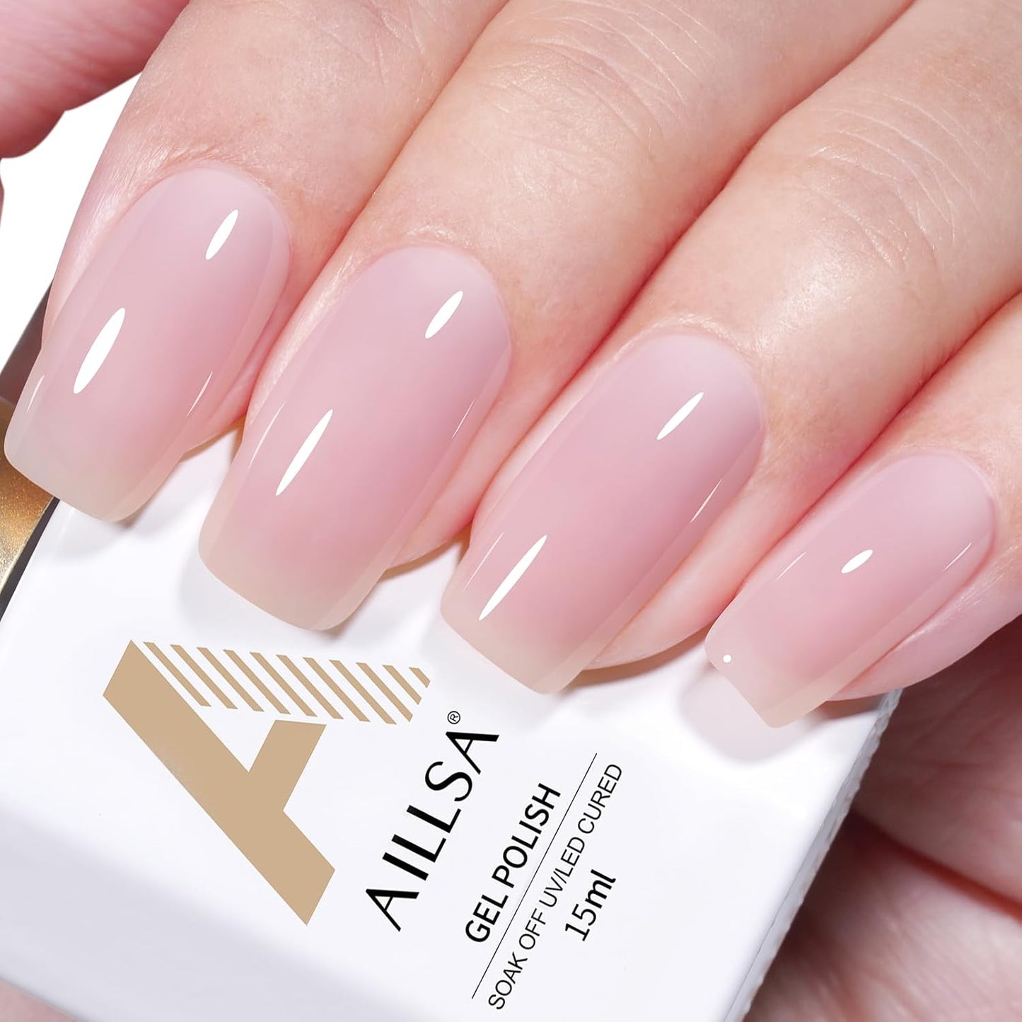 AILLSA Nude Gel Polish Gray Pink Jelly Gels Nail Polish Neutral Color Translucent Soak Off U V Polish Natural Milky Gel Polish for Nail Art French Manicure at Home 0.51 Fl Oz /GB61