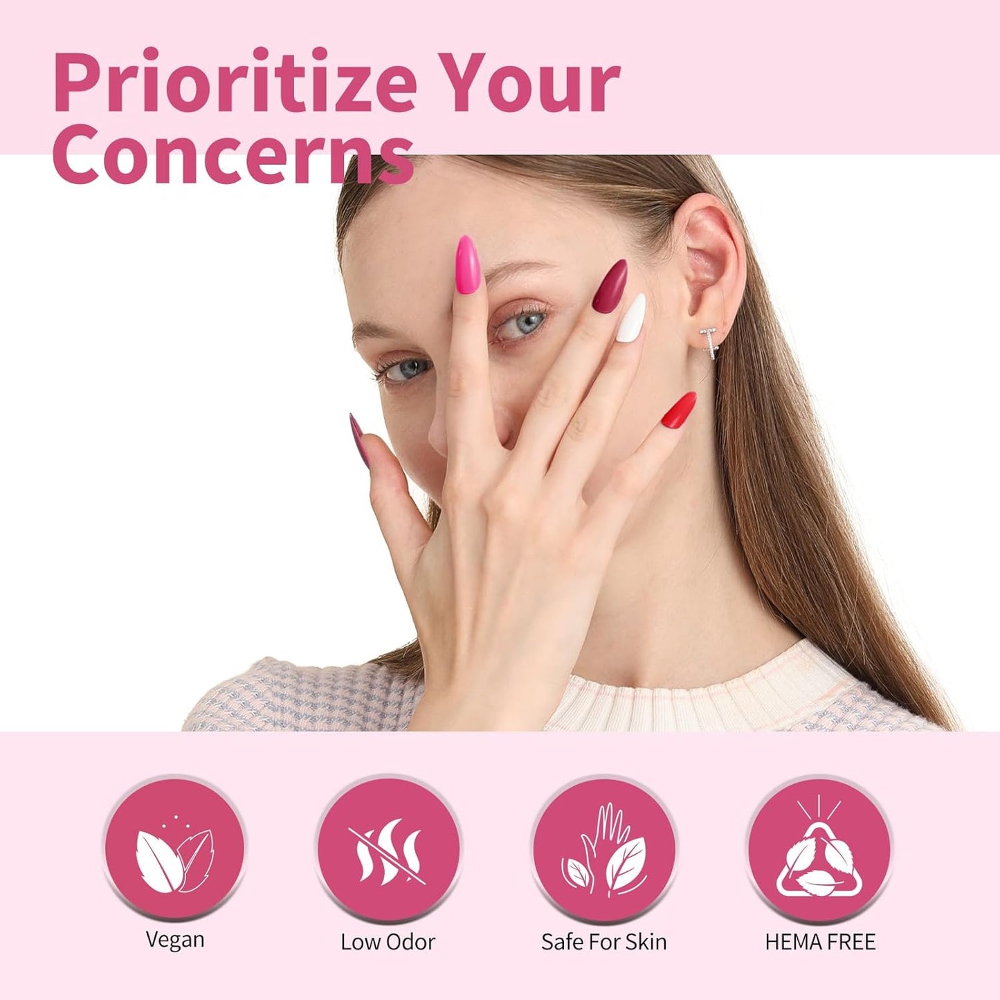 CANNI 9ml Hema-Free Gel Nail Polish Set- 6Pcs White Black Burgundy Red Purple Nude Colors Gel Polish Kit, Soak Off LED Nail Gel Manicure Kit DIY at Home Salon Gifts for Women Girls