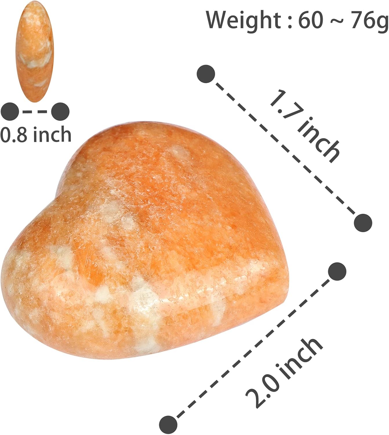 Artistone 50mm Natural Heart Healing Crystals Orange Calcite Heart Love Stones Polished Pocket Palm Gemstones Chakra Reiki Balancing Christmas Decorations