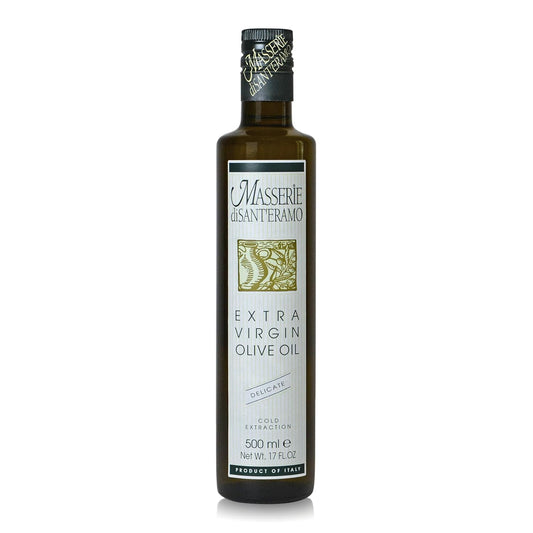 Delicate Italian Extra Virgin Olive Oil Cold Pressed - Light Olive Oil for Cooking and Frying, Imported from Italy - Masserie di Sant'Eramo - 16.9 Fl Oz (Pack 1)