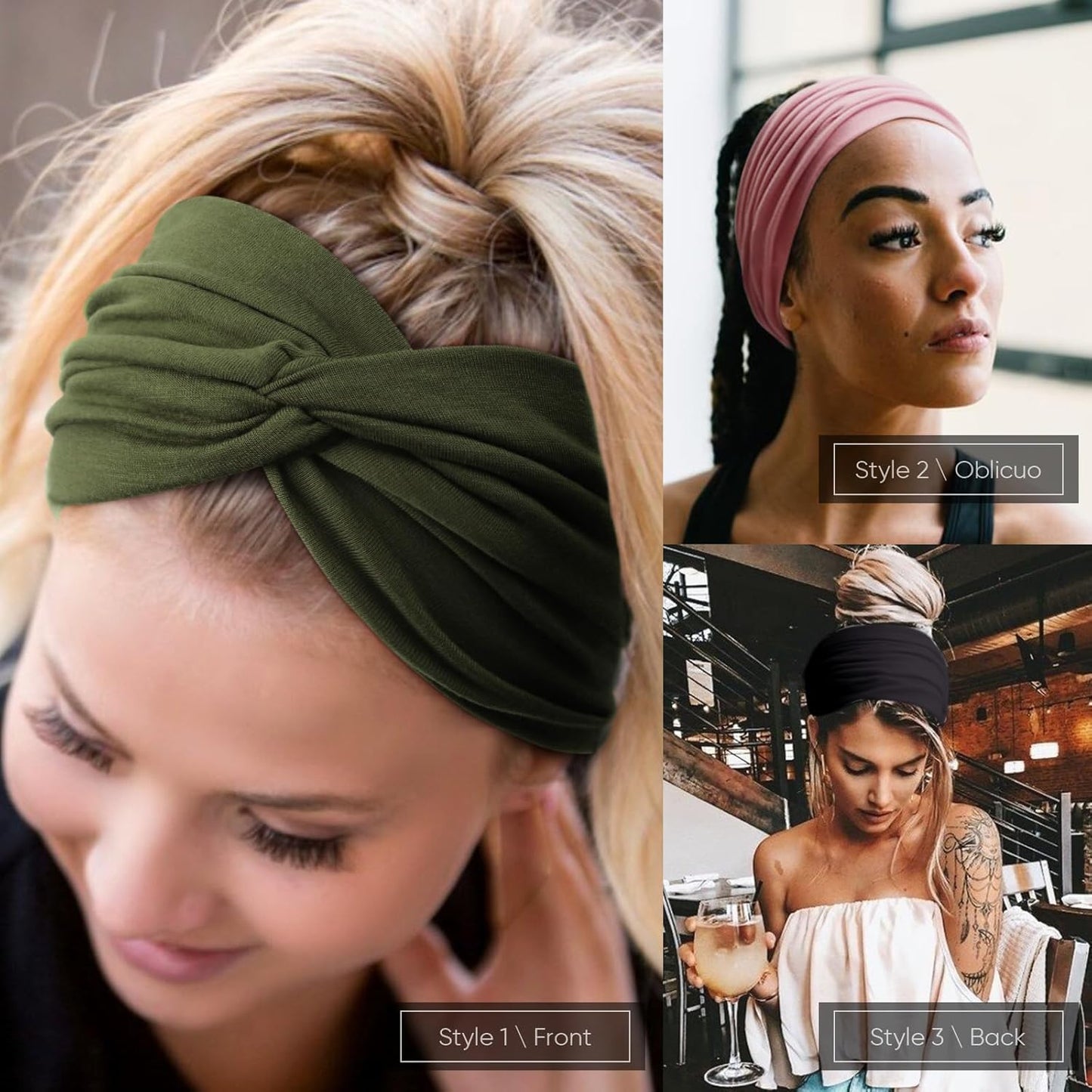 Extra Wide Headbands for Women Large Turban Headband Non Slip Boho Elastic Hairband Hair Twisted Knot Head Bands Accessories