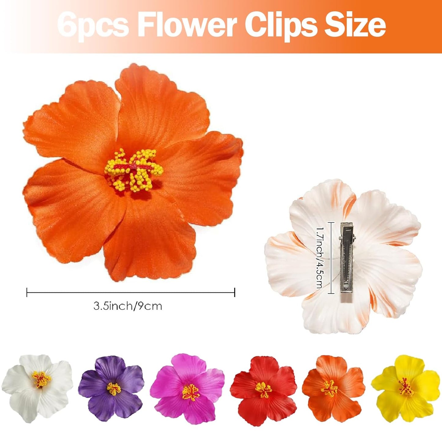 6 Colors Hawaiian Flower Hair Clips for Women，Plumeria Hair Clip for Thick and Thin Hair, Beach Tropical Hair Clips for Women and Girls