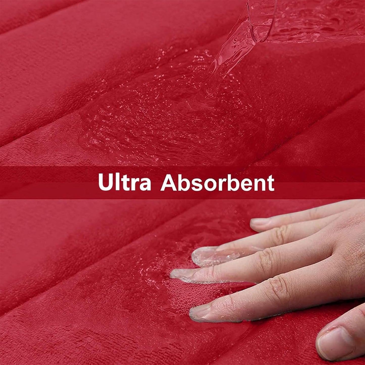 Buganda Memory Foam Bath Mat, 24" x 16", Ultra Soft and Non-Slip Bathroom Rugs, Water Absorbent and Machine Washable Bath Rug for Bathroom, Shower, and Tub, Red