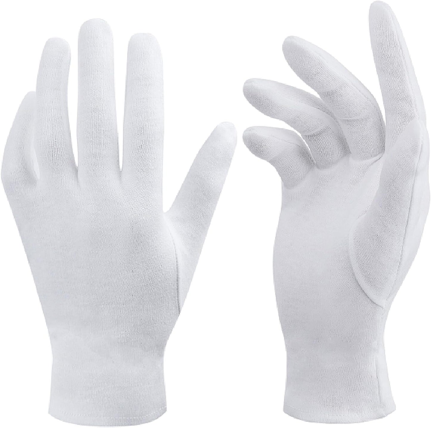 100% White Cotton Gloves for Dry Hands, Moisturizing & Eczema Overnight, Work Gloves Liners, Ideal for Sleep & Spa Treatment, Coin Jewelry Silver Inspection, Medium, One Size, 3 Pairs