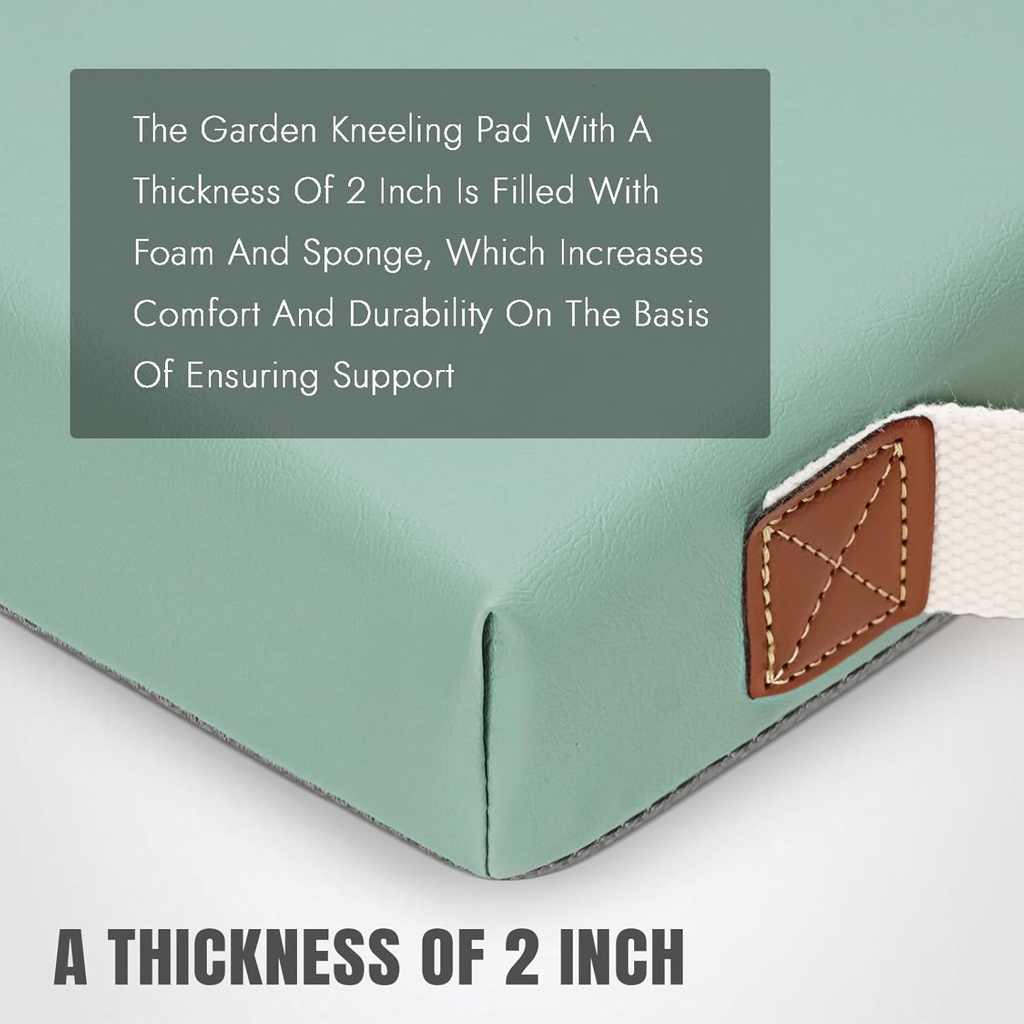 HappyPicnic Waterproof Garden Kneeling Pad - 2" Thick Soft Foam Kneeling Mat for Gardeners with Handle & Removable Cover, Knee Support for Bathing, Sage