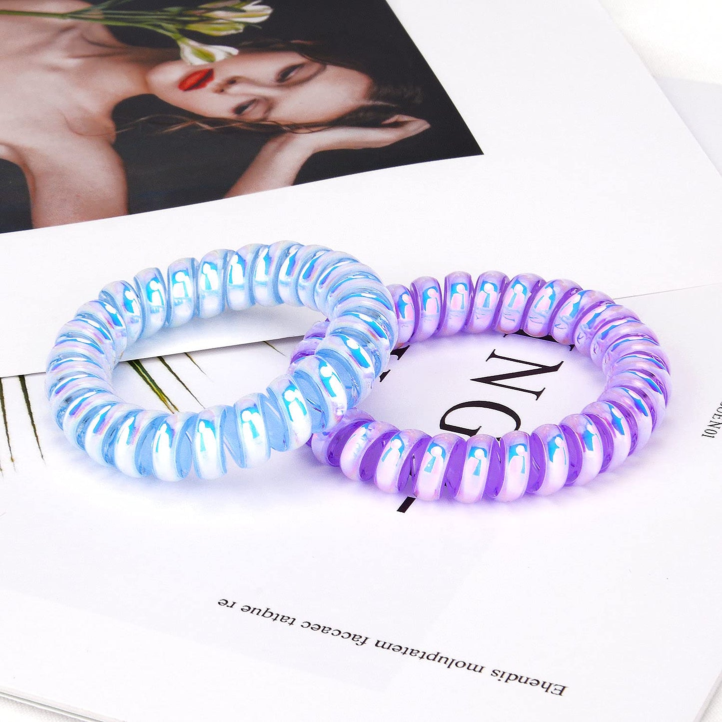 JessLab Spiral Hair Ties for Women, 10-Pack Traceless No-Damage Ponytail Holders, Coils Hair Bands for Girls, Assorted Colors