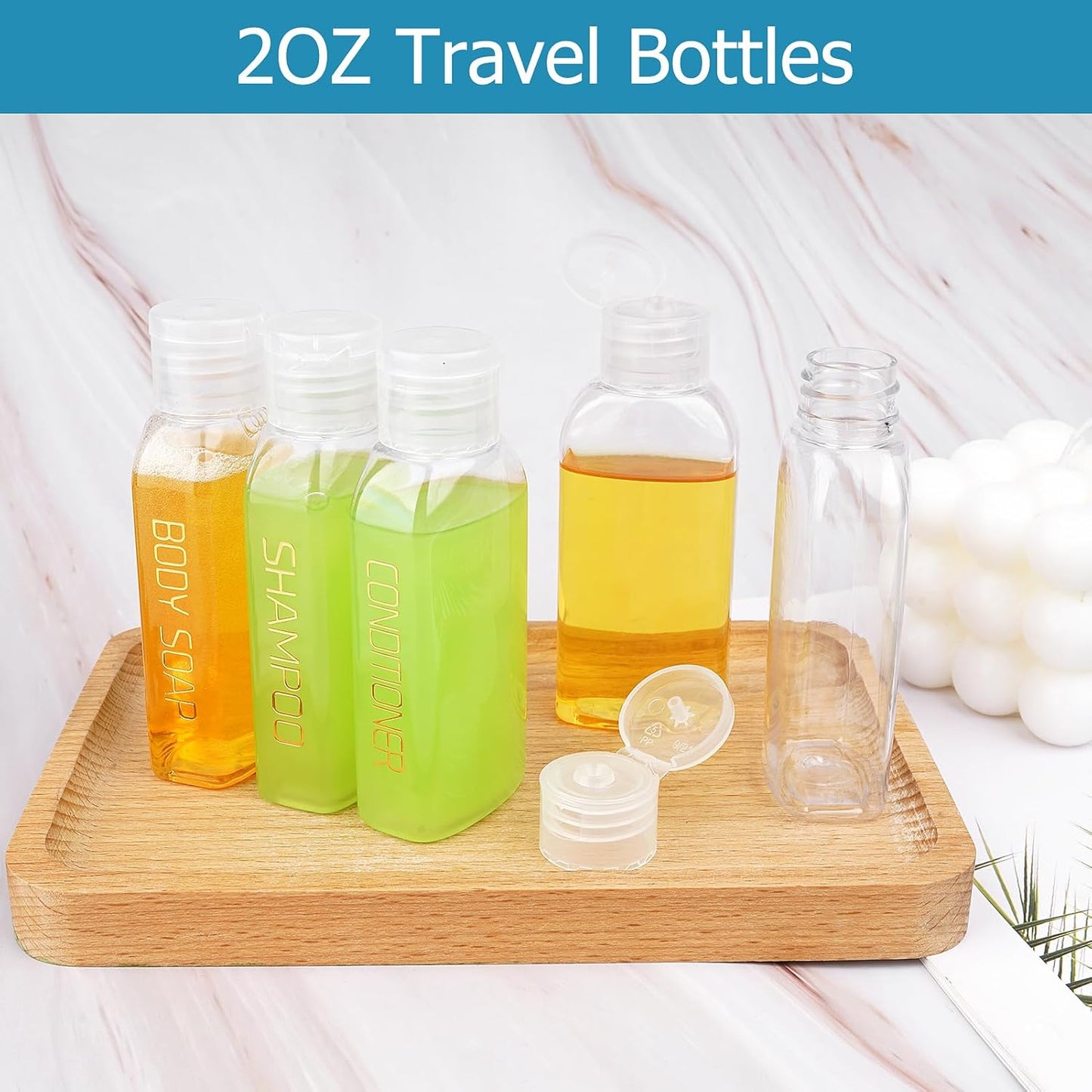 Cosywell Travel Bottles for Toiletries Plastic Squeeze Bottles 5pcs 2 oz TSA Approved Travel Size Containers Refillable Cosmetic Containers Kit Leak proof Shampoo Conditioner Travel Essentials