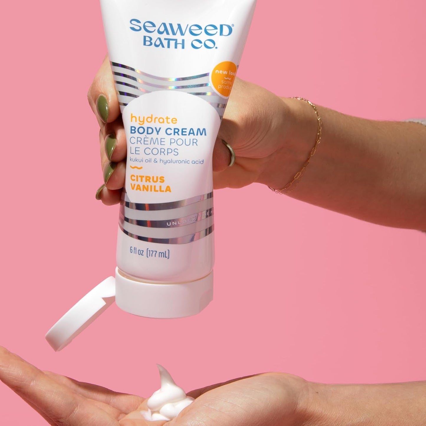 Seaweed Bath Co. Hydrate Body Cream, Citrus Vanilla Scent, 6 Ounce, Nourishing Hand & Body Lotion Moisturizer for Dry Skin, with Sustainably Harvested Seaweed, Kukui Oil, Hyaluronic Acid, Shea Butter