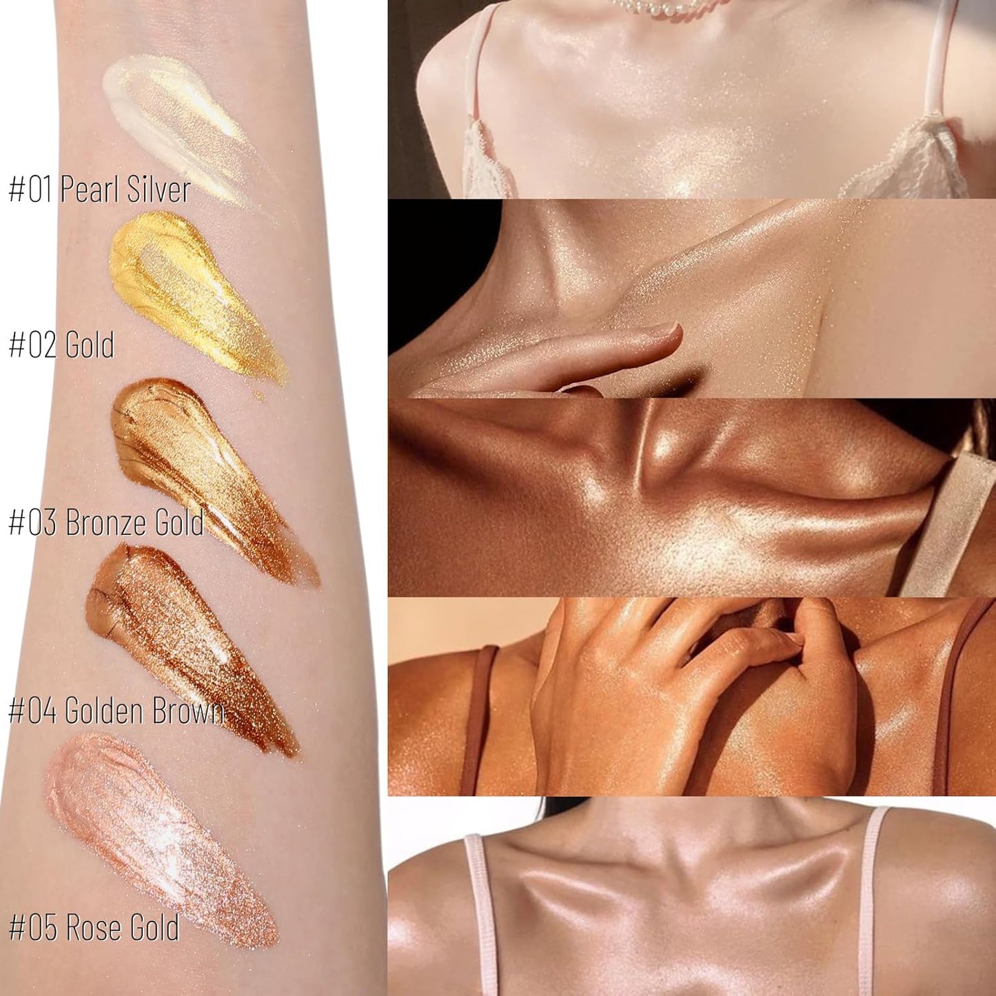 UCANBE Body Shimmer Oil - 100ml Moisturizing Glitter Oil, Waterproof Shimmering Luminizer Liquid Illuminator, Tinted Glow Bronzer (Bronze Gold)