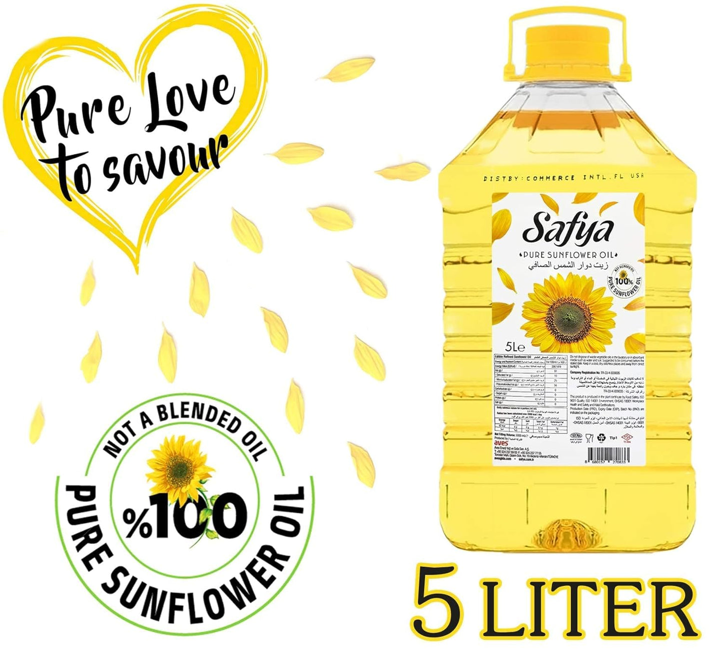 Safya - 100% Pure Sunflower Oil, (5 L) 1.32 Gallon