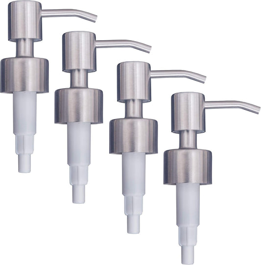 Stainless Steel Soap & Lotion Dispenser Pumps, Brushed Nickel Replacement (4 Pack)