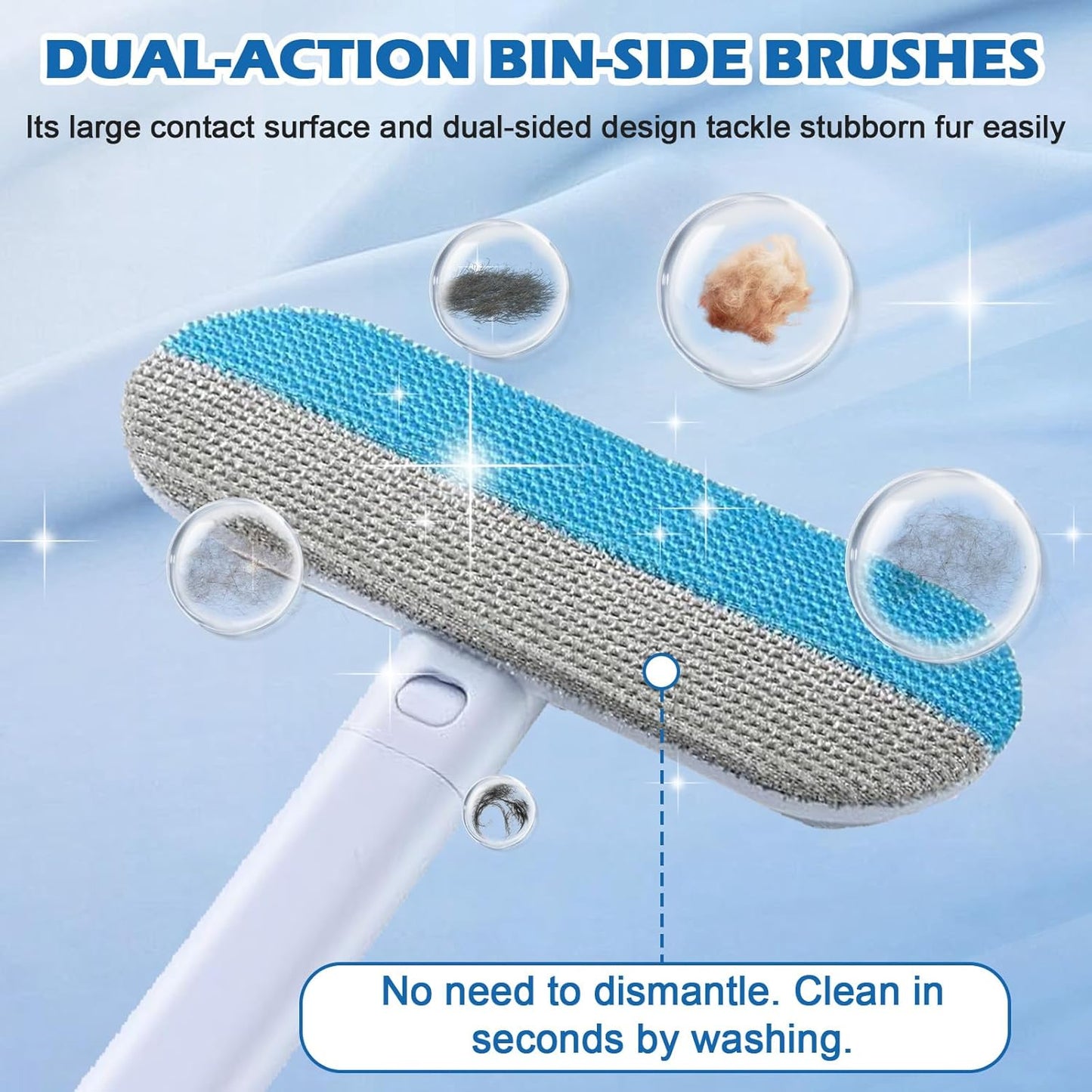 Pet Hair Remover for Couch, Furniture & Car Seats - Reusable Lint Roller for Dog and Cat Hair Removal on Clothes, Carpet, Bedding - Eco Friendly, No Sticky Refills, with Long Handle & Squeegee