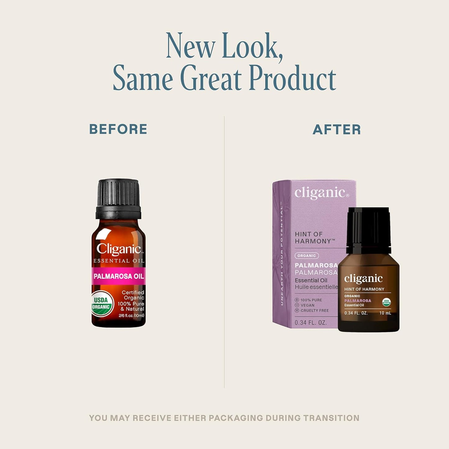 Cliganic Organic Palmarosa Essential Oil, 100% Pure Natural Undiluted (10ml), for Aromatherapy | Non-GMO Verified (Packaging May Vary)