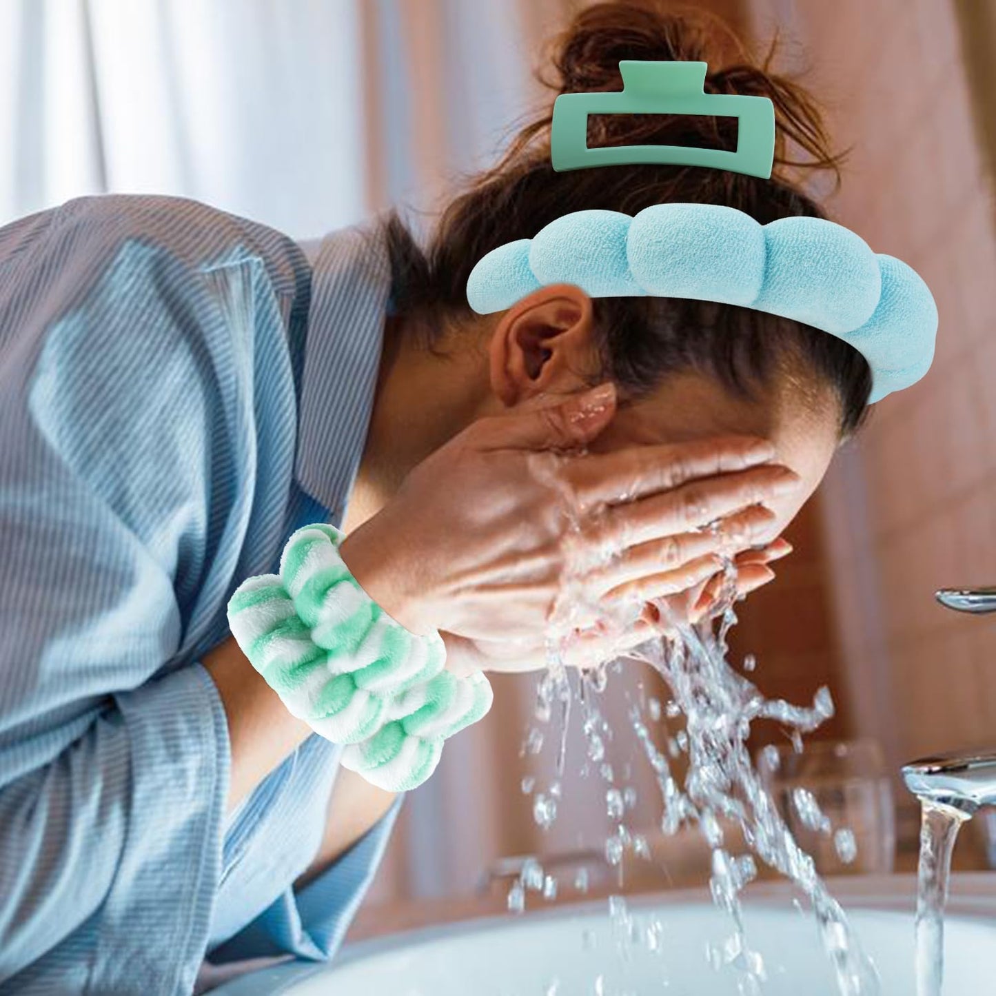 Chanaco Spa Headband, Makeup Headband with Wrist Towels, Hair Accessories for Women and Girls