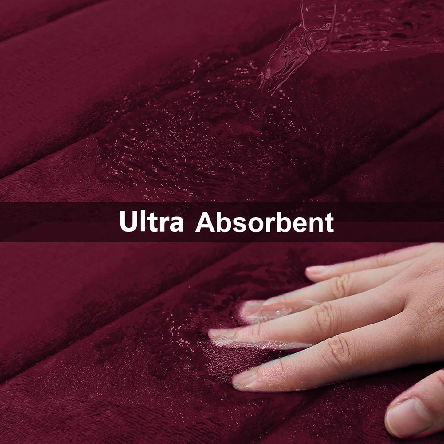 Buganda Memory Foam Bath Mat, 59" x 20", Ultra Soft and Non-Slip Bathroom Rugs, Water Absorbent and Machine Washable Bath Rug Runner for Bathroom, Shower, and Tub, Burgundy