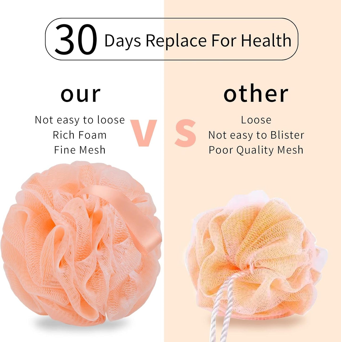 Bath Loofah Sponge Body Scrubber Shower Sponge Exfoliating Mesh Pouf Shower Ball Bath Sponges for Women and Men Bathing Accessories (4Pack 50G Colorful)