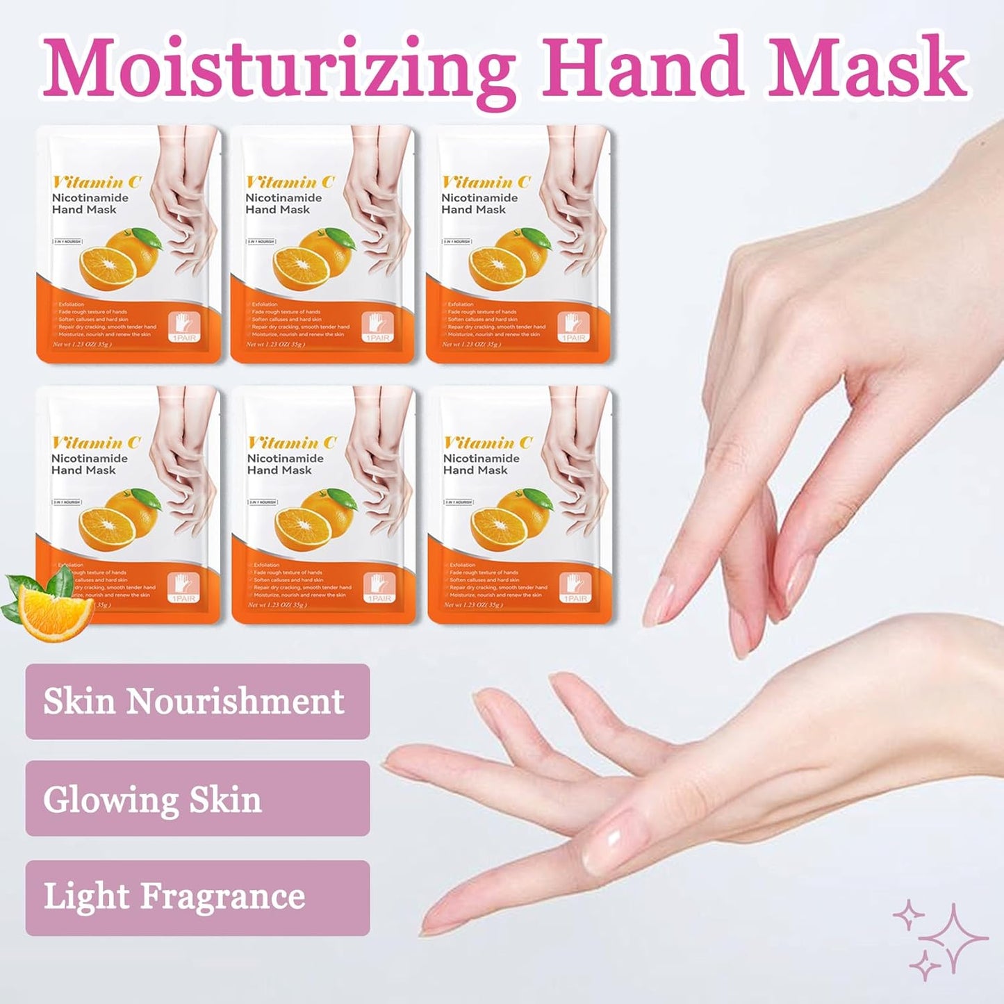 Hydrating Hand Masks, 6PCS Hand Mask Moisturizing Gloves for Men Women, Smooth Long Lasting Soft Exfoliating Hand Peeling Spa Mask Moisturizer Beauty Gift Set for Dry Cracked Rough Dull Hands（D)