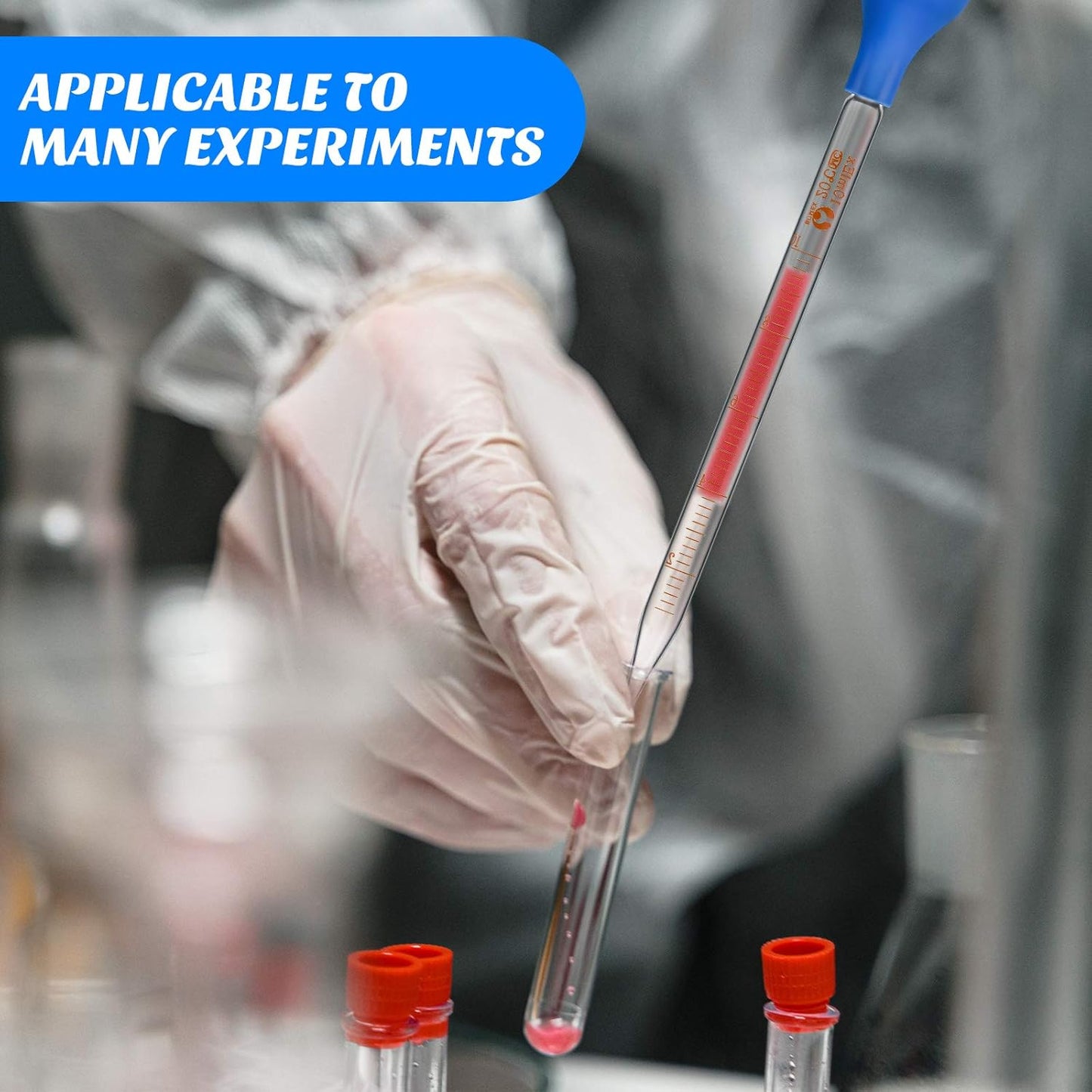 Weewooday Glass Droppers Pipettes Graduated Lab Dropper Glass Liquid Pipette with Big Rubber Hats 20 cm Stir Rod Washing Brush Transfer for Liquid Essential Oil(8 Pieces,Blue,10 ml)