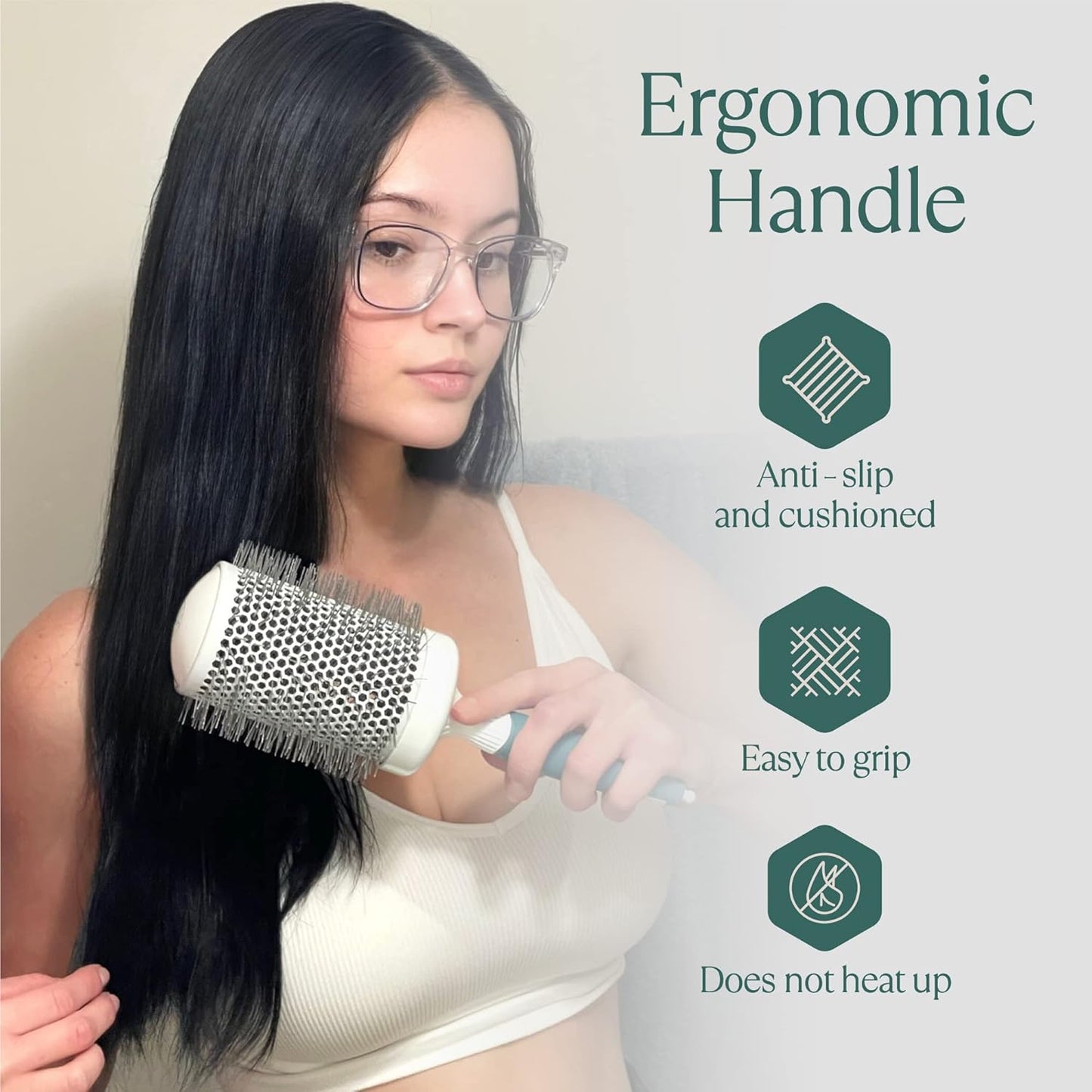 Round Brush Set for Blow Drying and Styling - Ceramic Ionic Thermal Brushes, Wet Hair Brush Bundle with Travel Bag for Women and Men