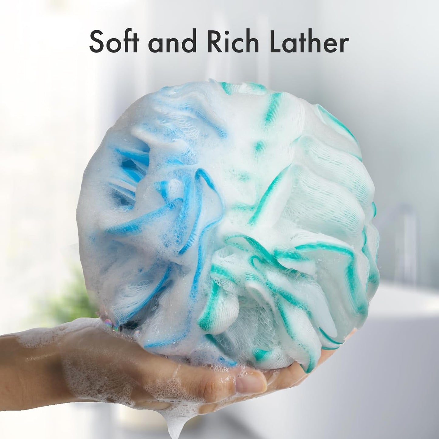 AmazerBath Charcoal Loofah Sponge, Shower Loofah 60g/PCS - Body Scrubber Loofa Set of 4 - Green, Purple & Blue, Bath Sponge for Men and Women