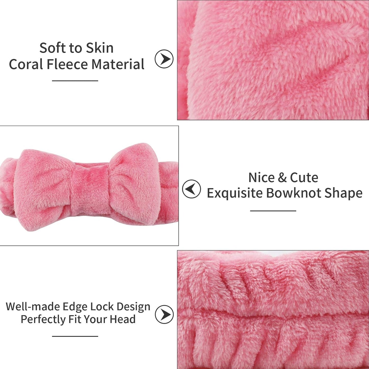 Casoty 6 Pieces Bow Hair Band Spa Headband for Washing Face Terry Cloth Makeup Headband for Face Washing Shower Skin Care Yoga Spa Party Supplies for Women Girls