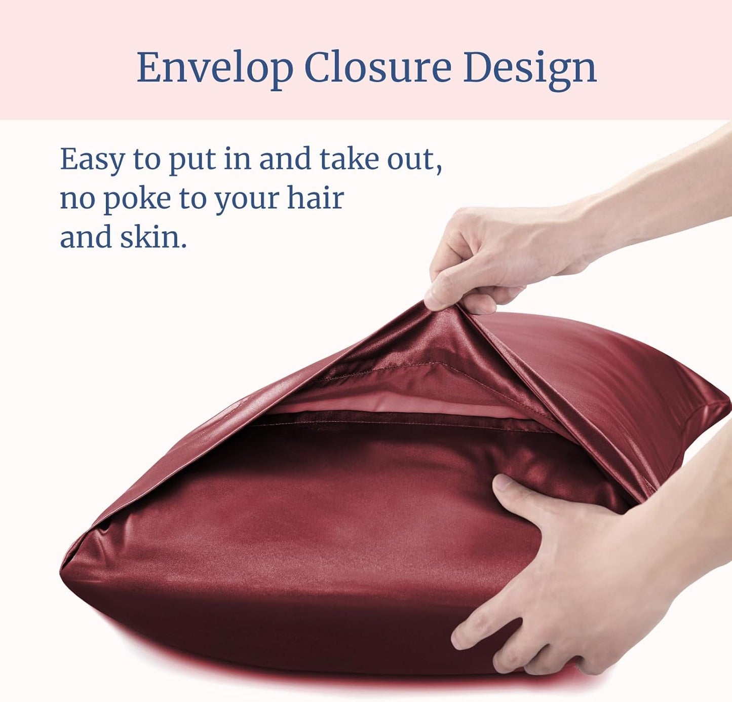 BEDELITE Satin Pillowcase for Hair and Skin, Super Soft Similar to Silk Pillow Cases 4 Pack with Envelope Closure, Cooling Pillowcases for Women Men (20"x36" King Size, Burgundy)