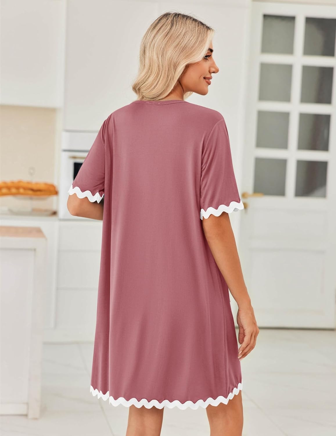 Ekouaer Women Zip Up Robe Lightweight Housecoats with Pockets Knee Length Short Bathrobes Soft Nightgown S-3XL