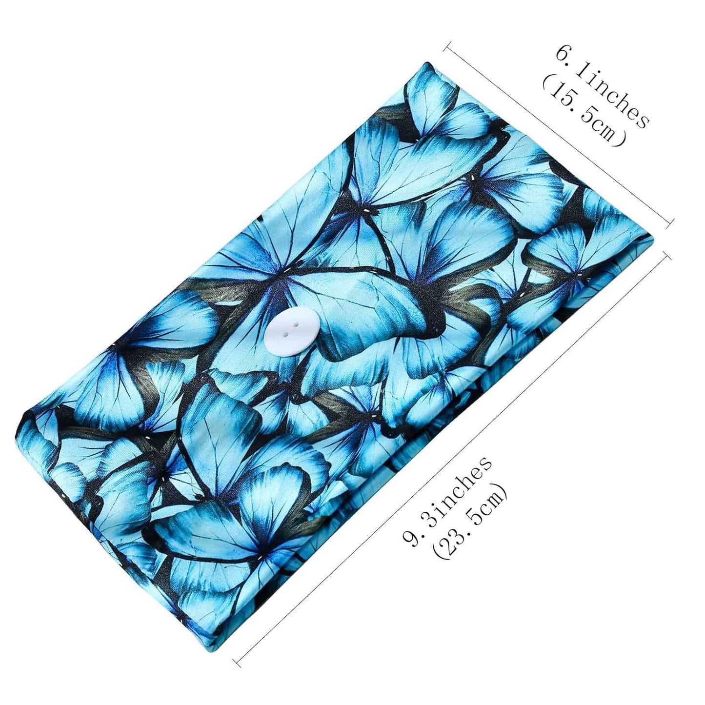 Olbye Wide Boho Headbands Headwrap Butterfly Stretch Button Hair Bands Bandana Yoga Running Athletic Turban Head Bands Head Scarfs Hair Accessories for Women 4Pcs (Button)